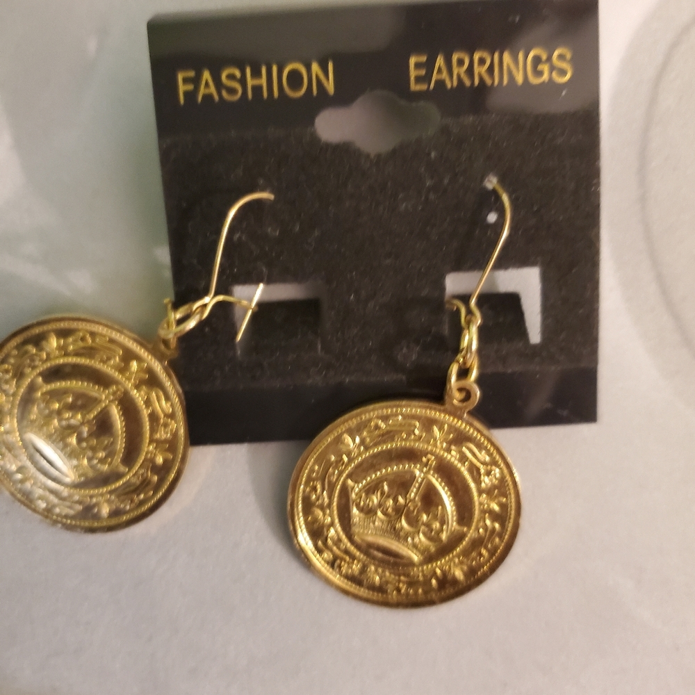 Gold coin earrings